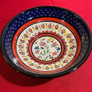 - Rare Atelier Czech 8 inch round red and blue floral bowl.